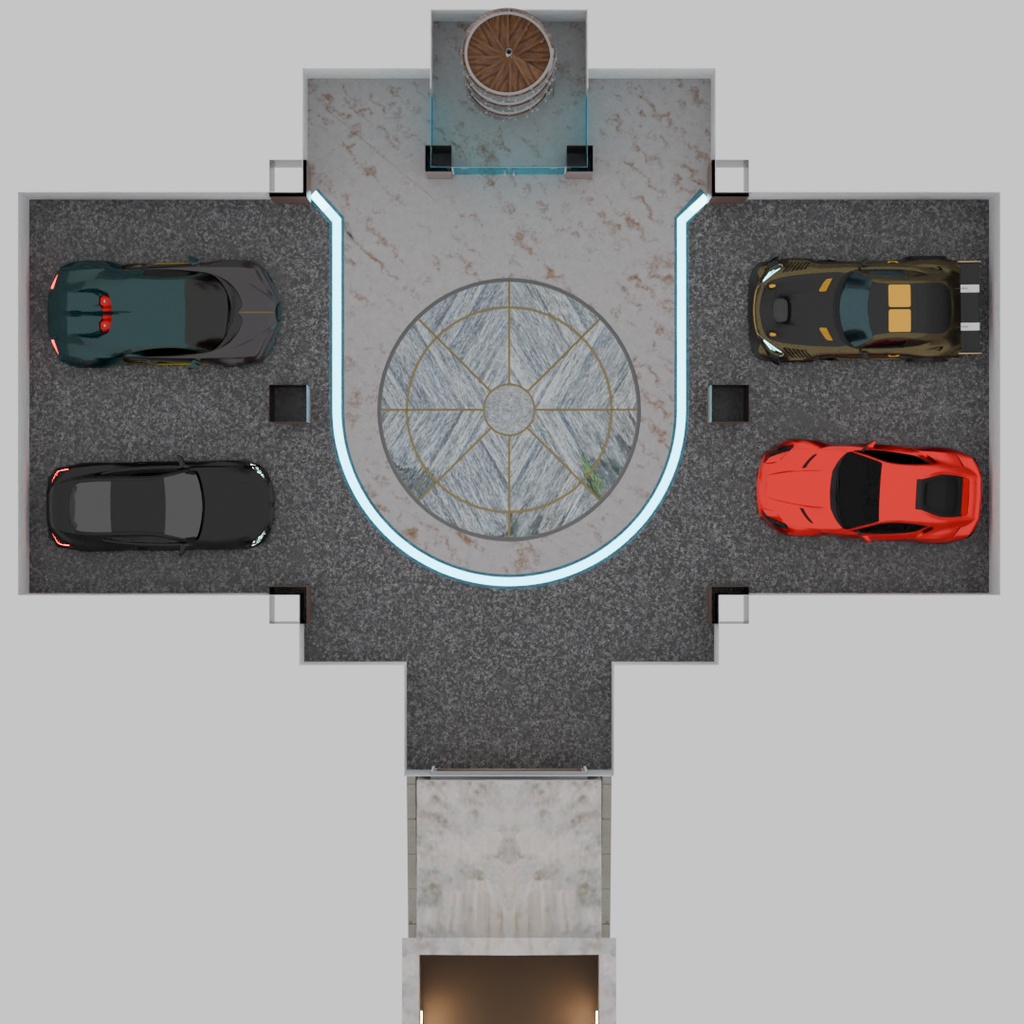 【Blender】 地下の高級ガレージ Underground luxury garage