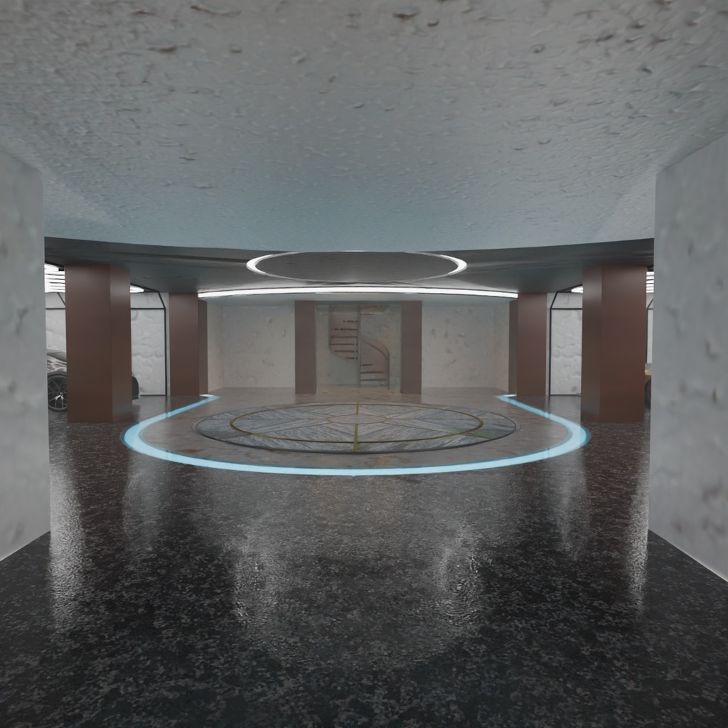 【Blender】 地下の高級ガレージ Underground luxury garage