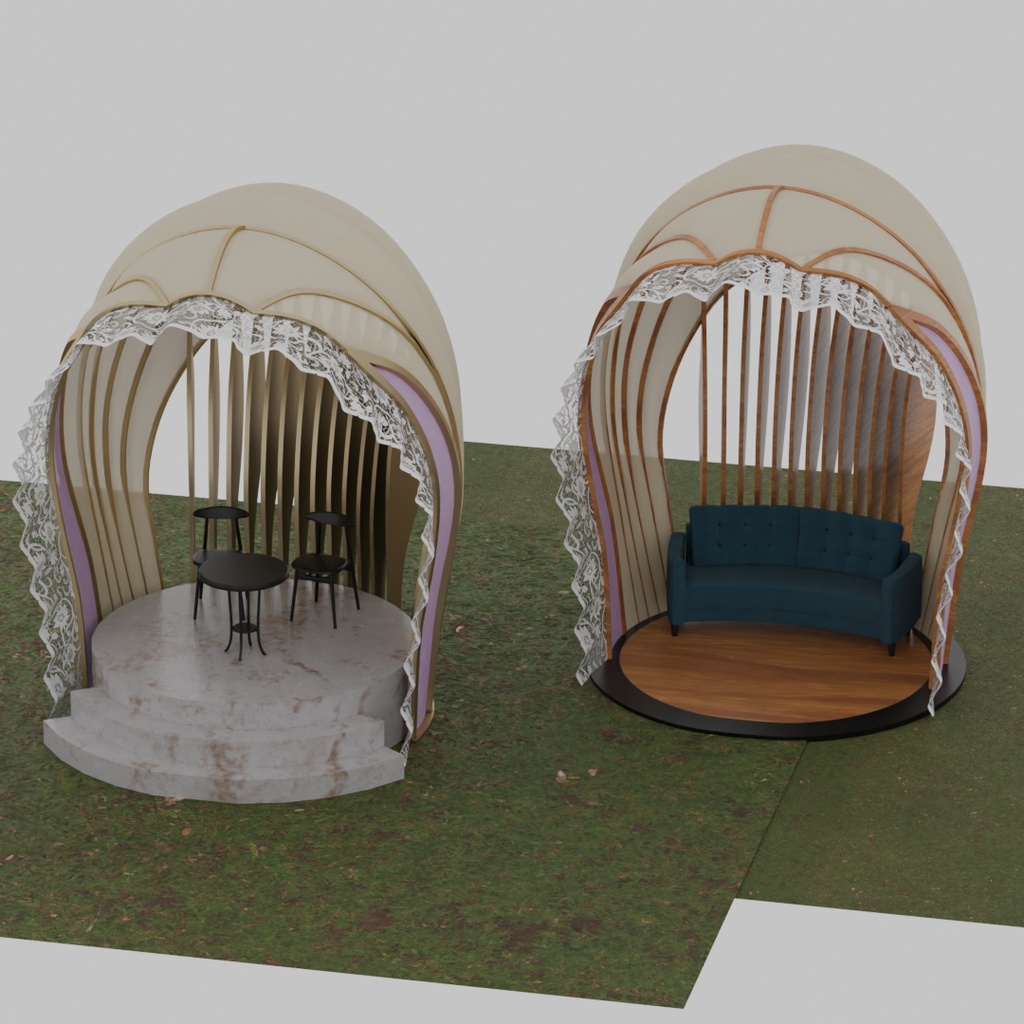 【Blender】 貴婦人のガゼボ(2パターン) The Lady's Gazebo