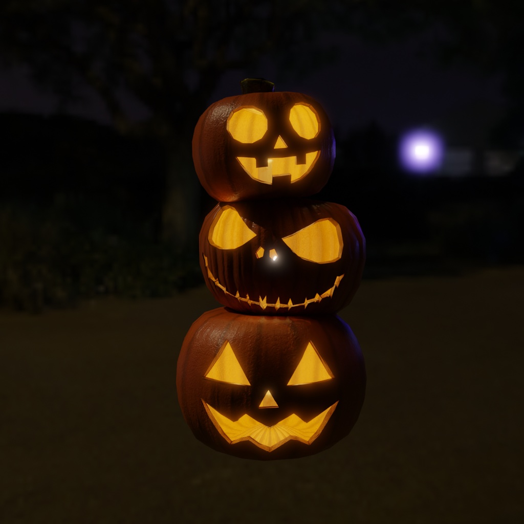 【Blender】 ジャック・オー・ランタンのランプと間接照明 Jack-o'-lantern lamps and indirect lighting