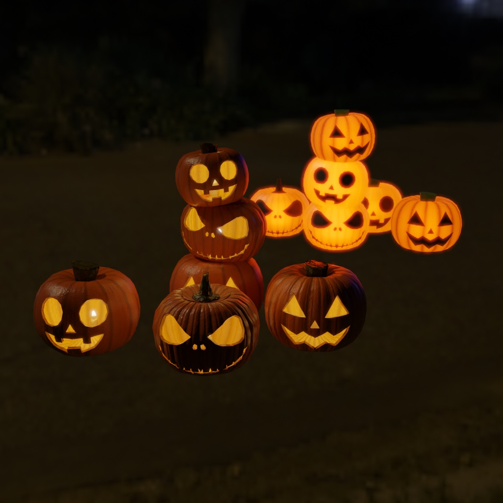 【Blender】 ジャック・オー・ランタンのランプと間接照明 Jack-o'-lantern lamps and indirect lighting