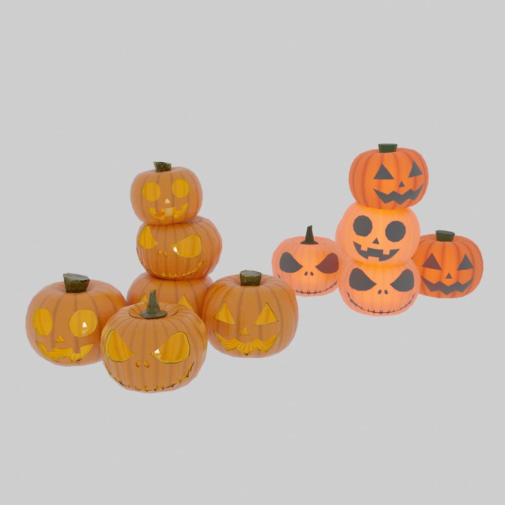 【Blender】 ジャック・オー・ランタンのランプと間接照明 Jack-o'-lantern lamps and indirect lighting