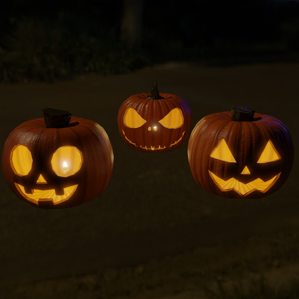 【Blender】 ジャック・オー・ランタンのランプと間接照明 Jack-o'-lantern lamps and indirect lighting