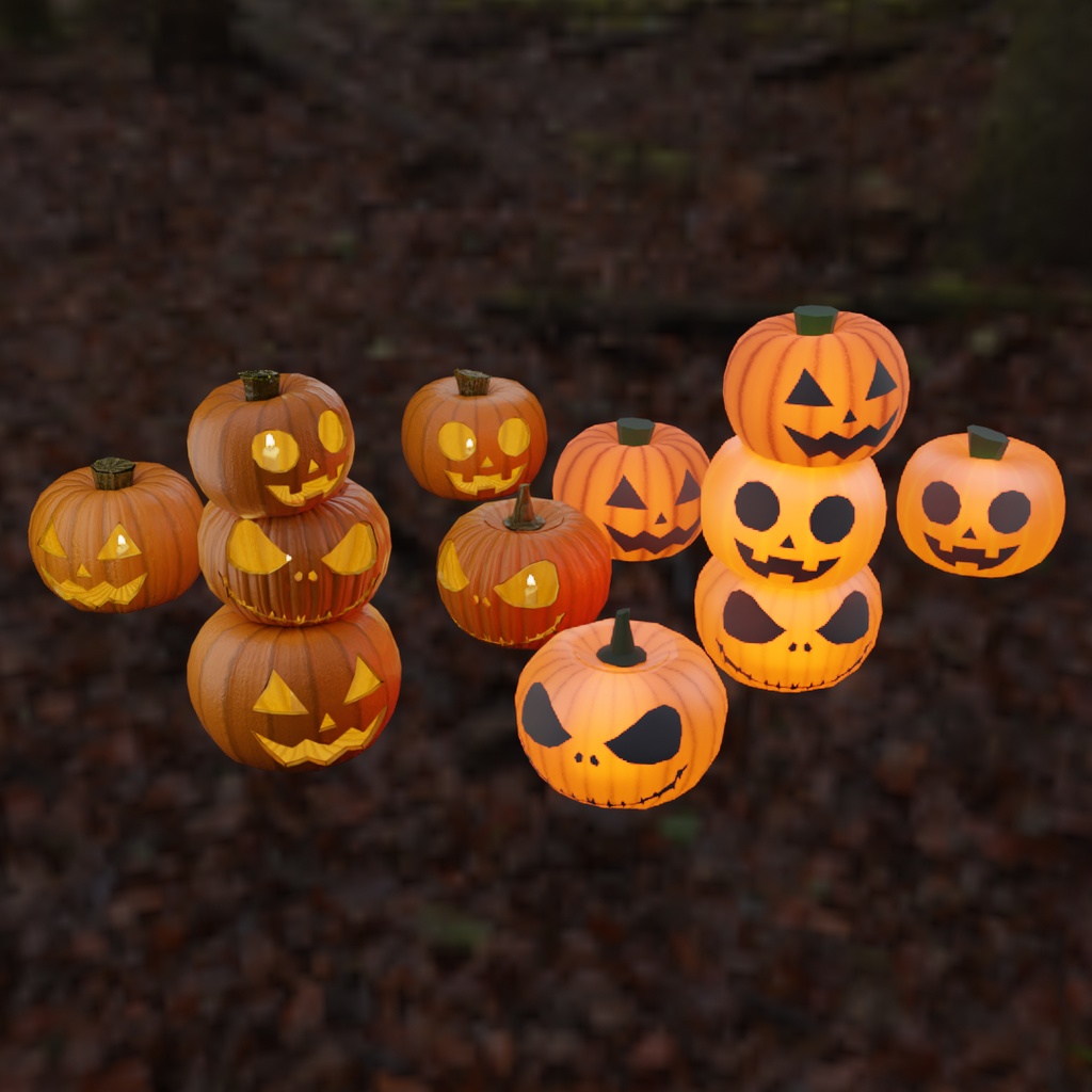 【Blender】 ジャック・オー・ランタンのランプと間接照明 Jack-o'-lantern lamps and indirect lighting