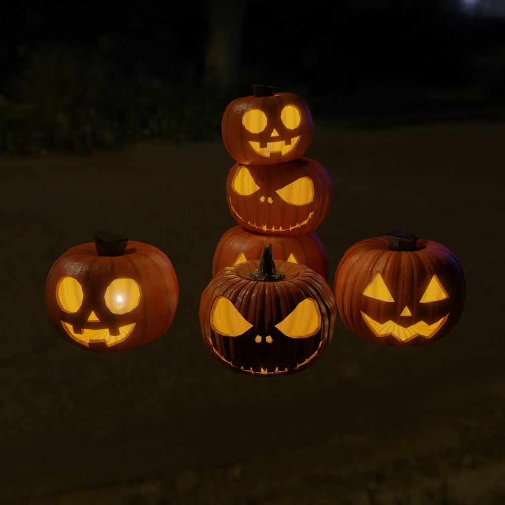 【Blender】 ジャック・オー・ランタンのランプと間接照明 Jack-o'-lantern lamps and indirect lighting