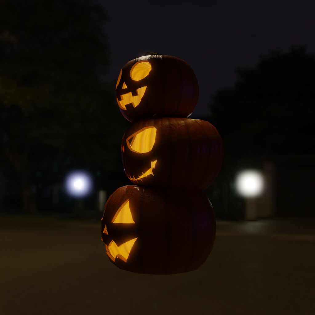 【Blender】 ジャック・オー・ランタンのランプと間接照明 Jack-o'-lantern lamps and indirect lighting