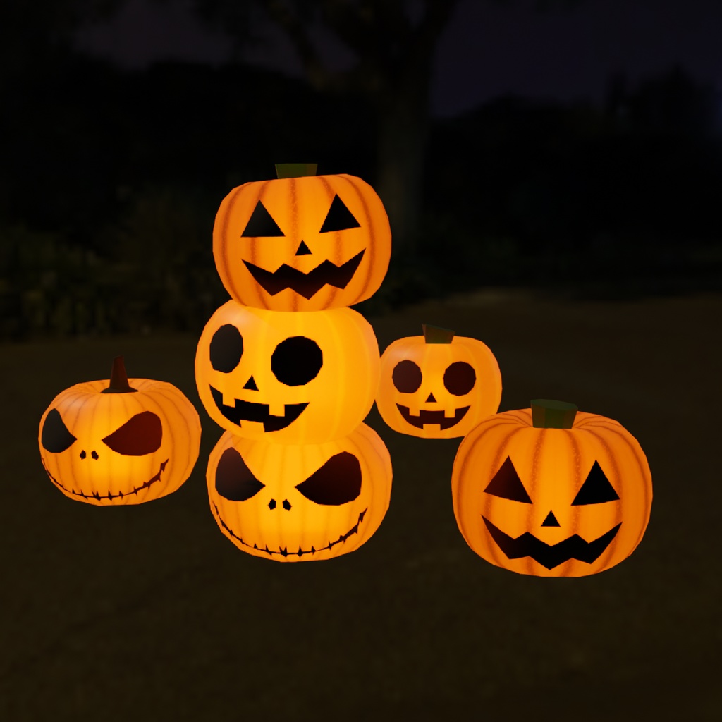 【Blender】 ジャック・オー・ランタンのランプと間接照明 Jack-o'-lantern lamps and indirect lighting