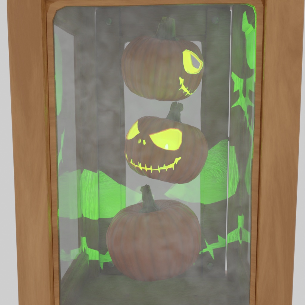 【Blender】 ジャックオーランタンを捕まえた木製ランタン Jack-o'-lantern wooden lantern