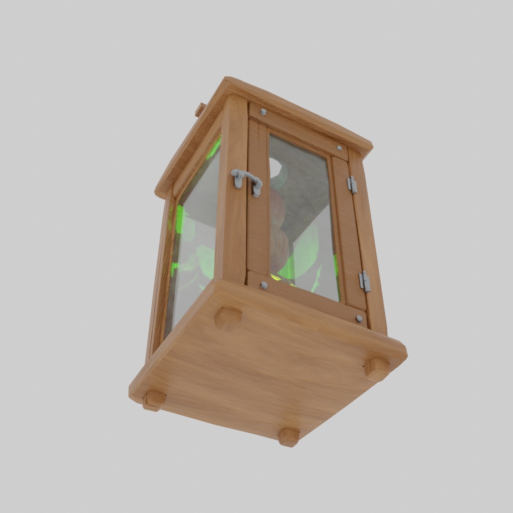 【Blender】 ジャックオーランタンを捕まえた木製ランタン Jack-o'-lantern wooden lantern