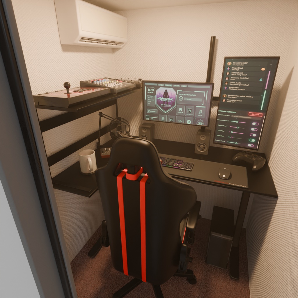 【Blender】 配信者の防音室 Streamer's Soundproof Room
