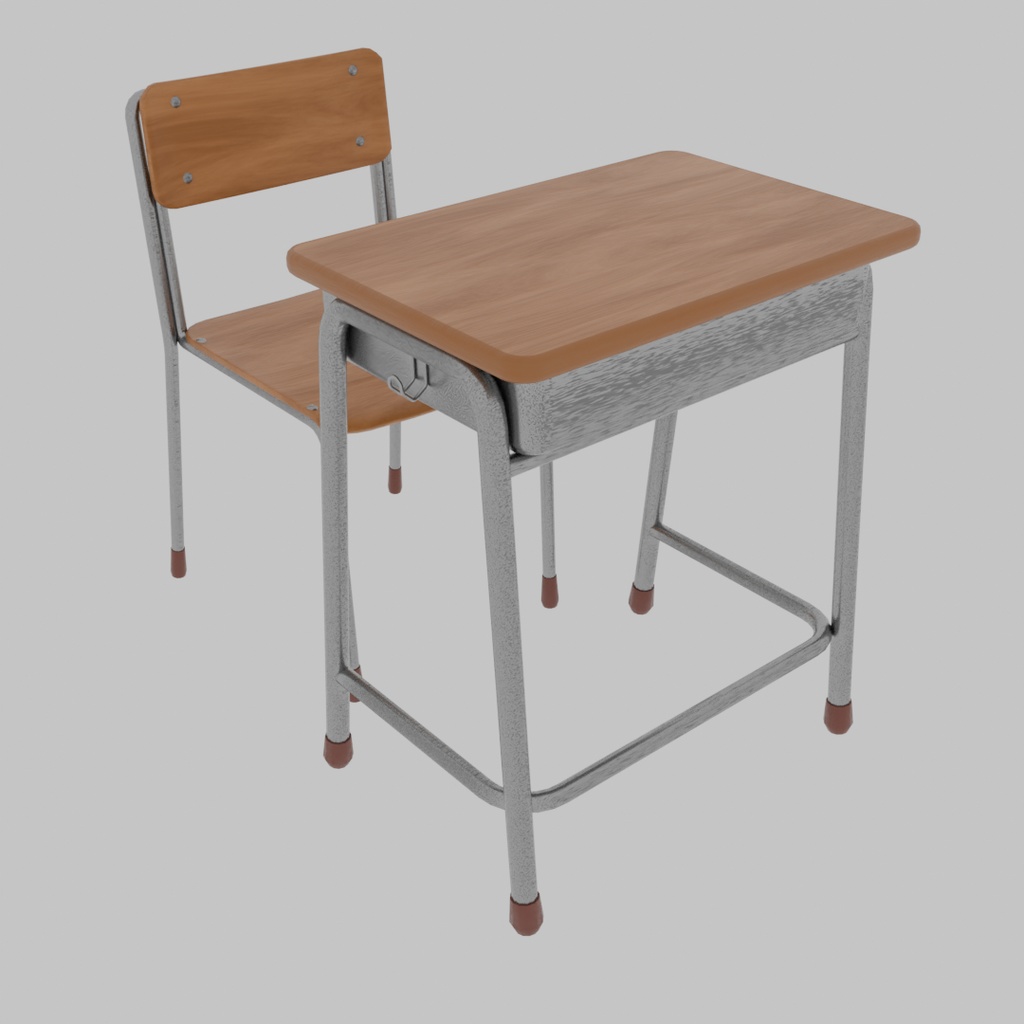 【Blender】 日本の学校の机と椅子 Japanese School Desk and Chair