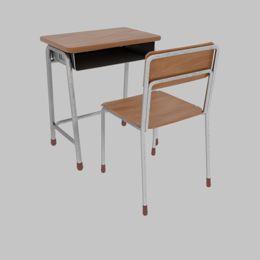 【Blender】 日本の学校の机と椅子 Japanese School Desk and Chair