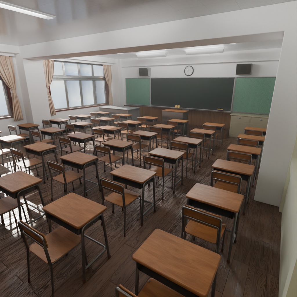 【Blender】 日本の学校の教室 Japanese school classrooms