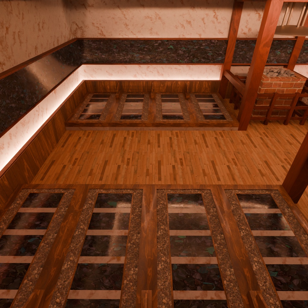 【Blender】 岩盤浴ルーム Rock Bath Room