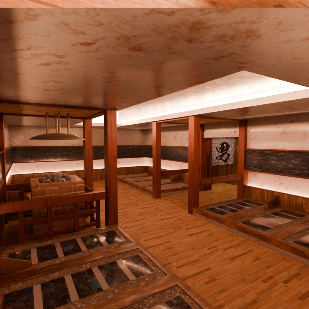 【Blender】 岩盤浴ルーム Rock Bath Room