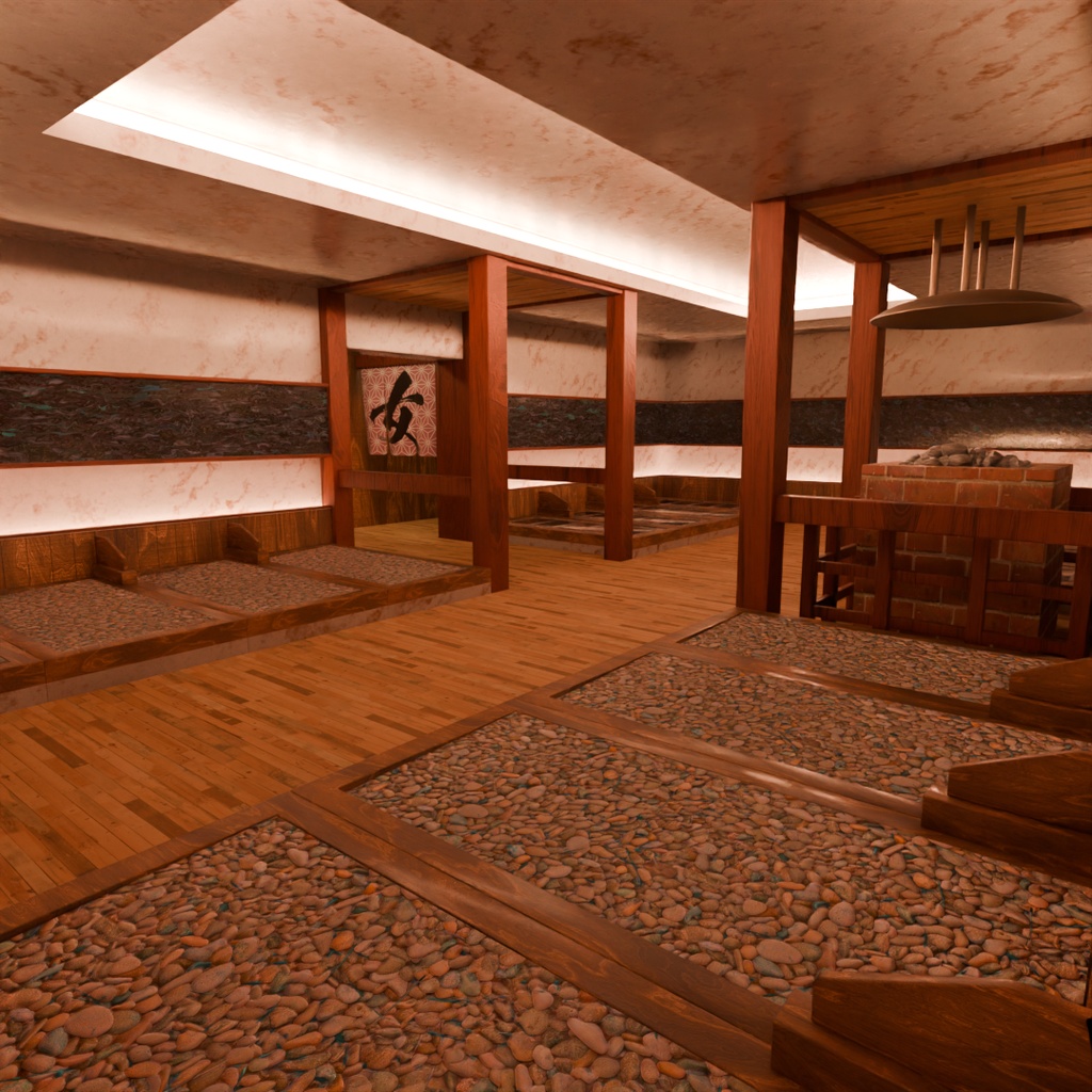 【Blender】 岩盤浴ルーム Rock Bath Room