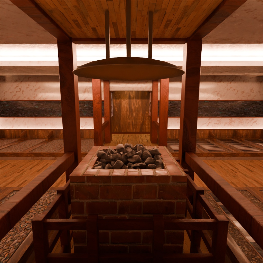 【Blender】 岩盤浴ルーム Rock Bath Room