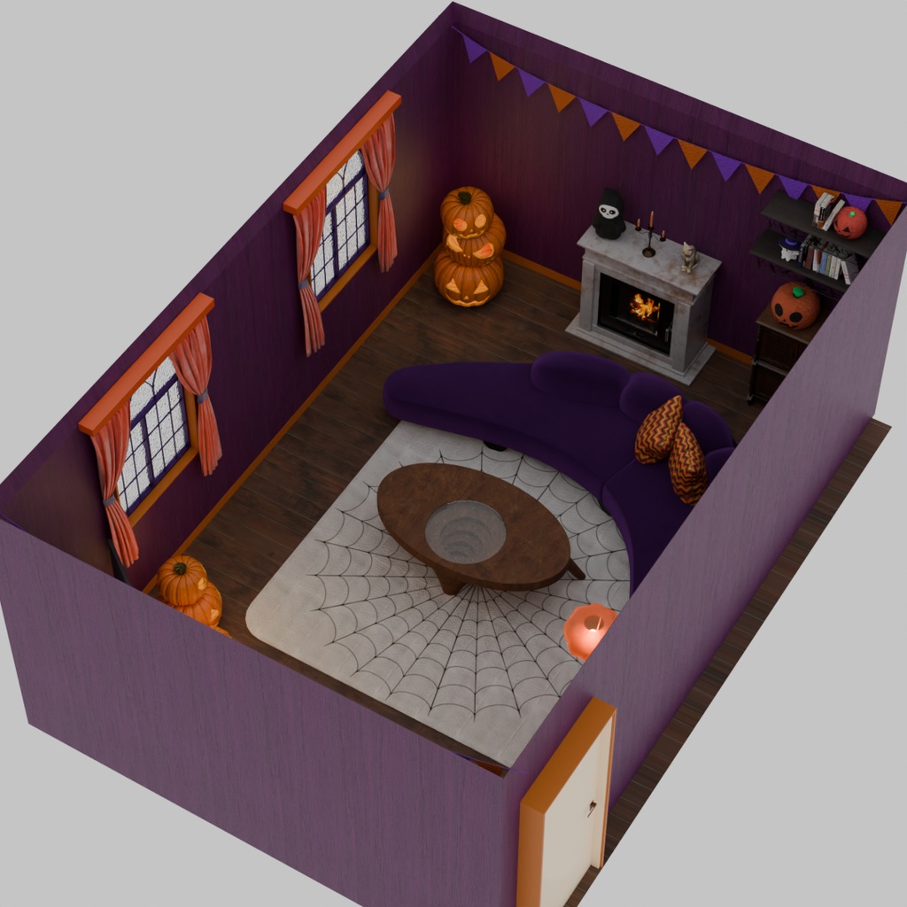 【Blender】 ハロウィンの部屋 Halloween Room