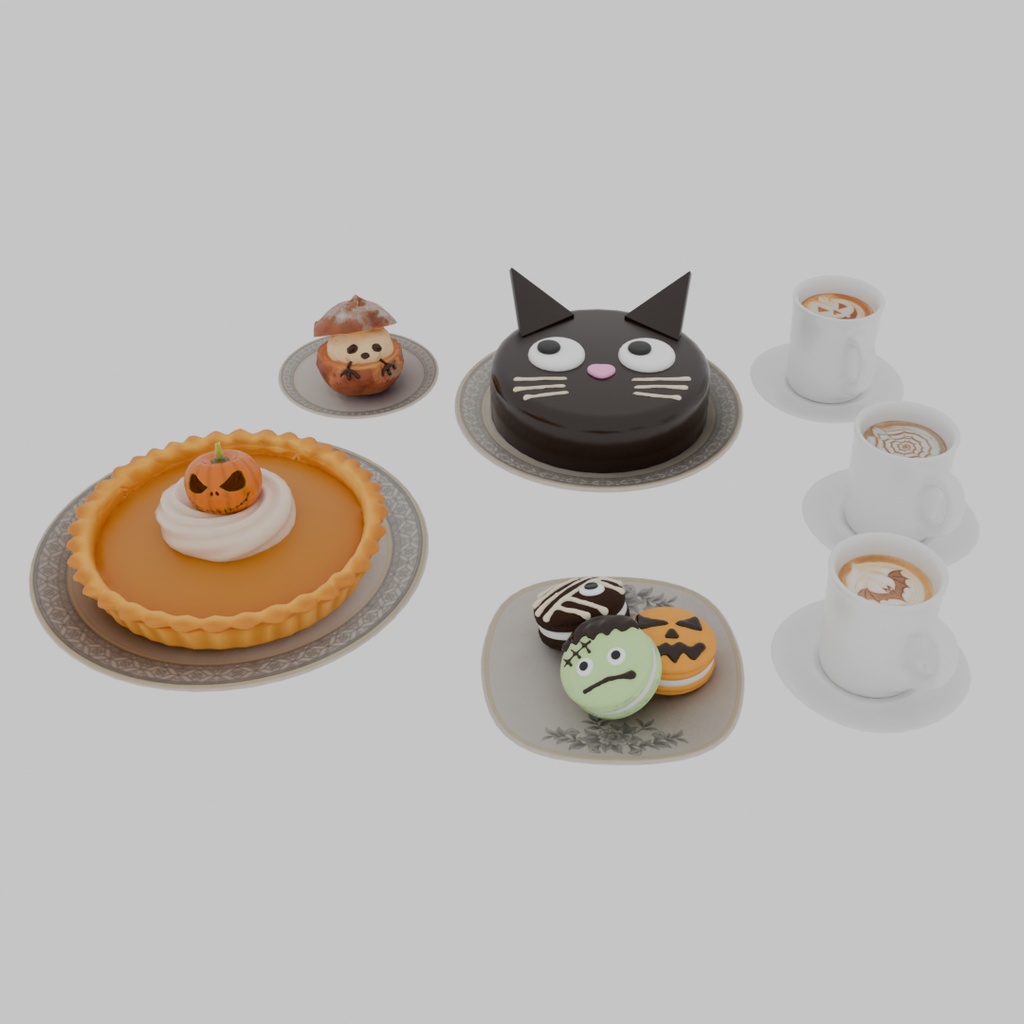 【Blender】 ハロウィンのスイーツセット Halloween Sweets Set