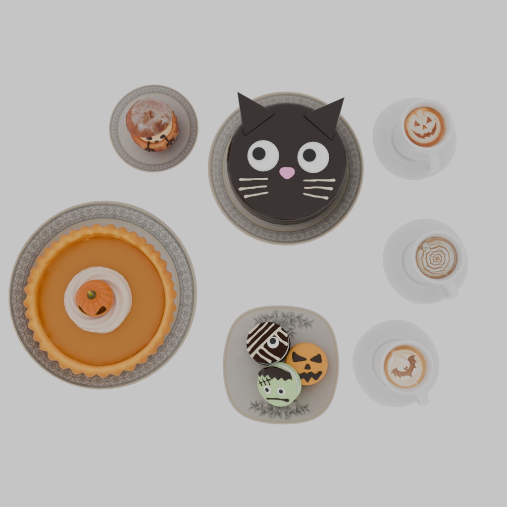 【Blender】 ハロウィンのスイーツセット Halloween Sweets Set