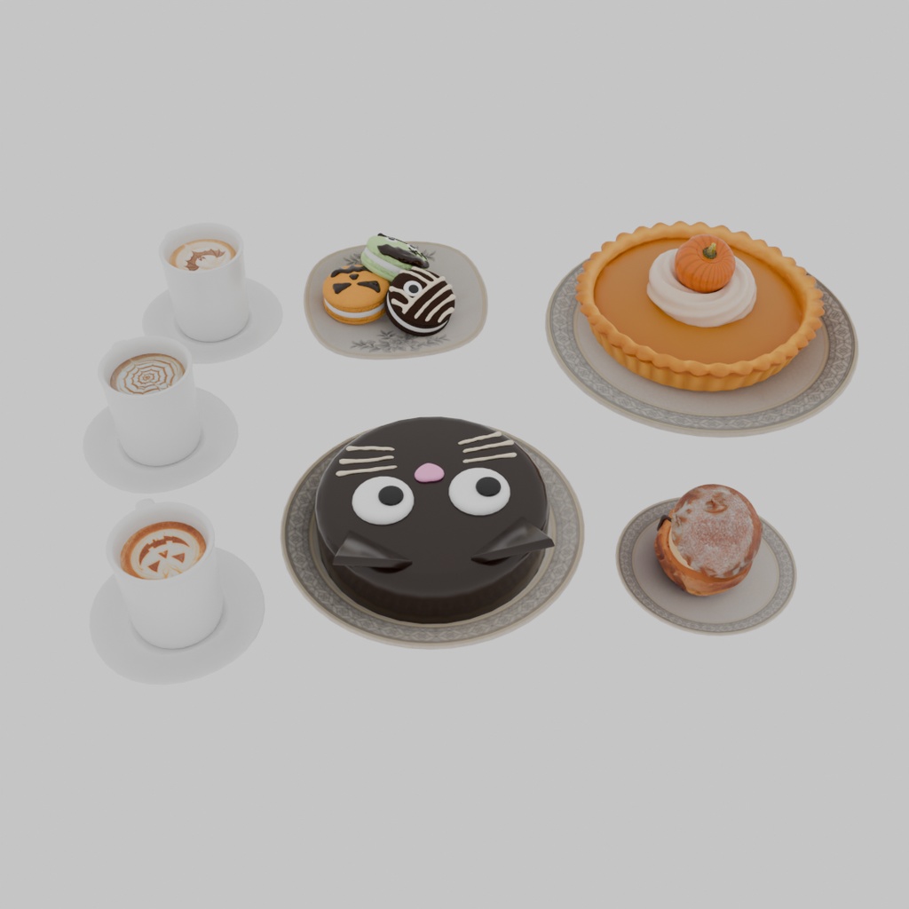 【Blender】 ハロウィンのスイーツセット Halloween Sweets Set