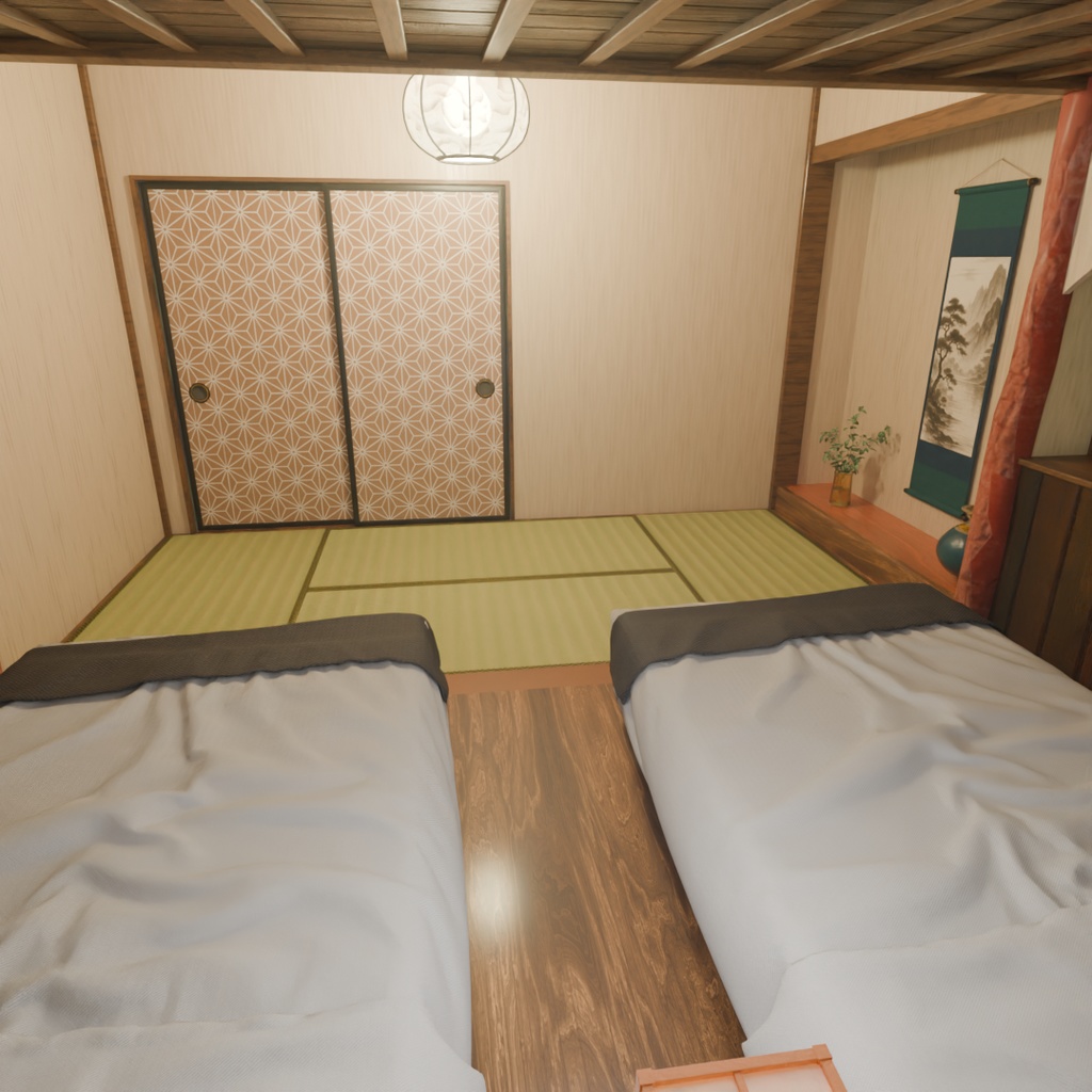 【Blender】 旅館の寝室 Ryokan guest room