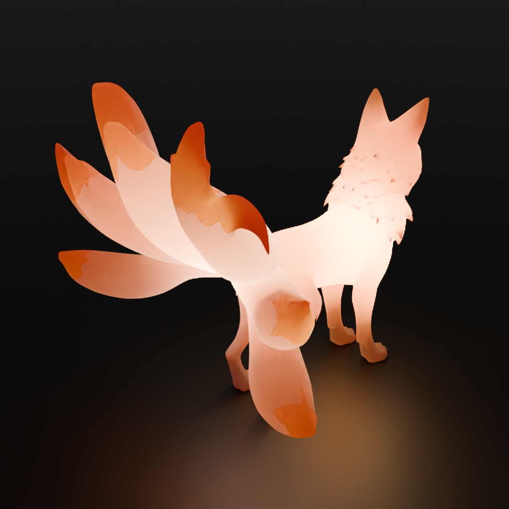 【Blender】 猫又と九尾の狐の間接照明 Indirect Lighting Between the Cat-Yokai and the Nine-Tailed Fox