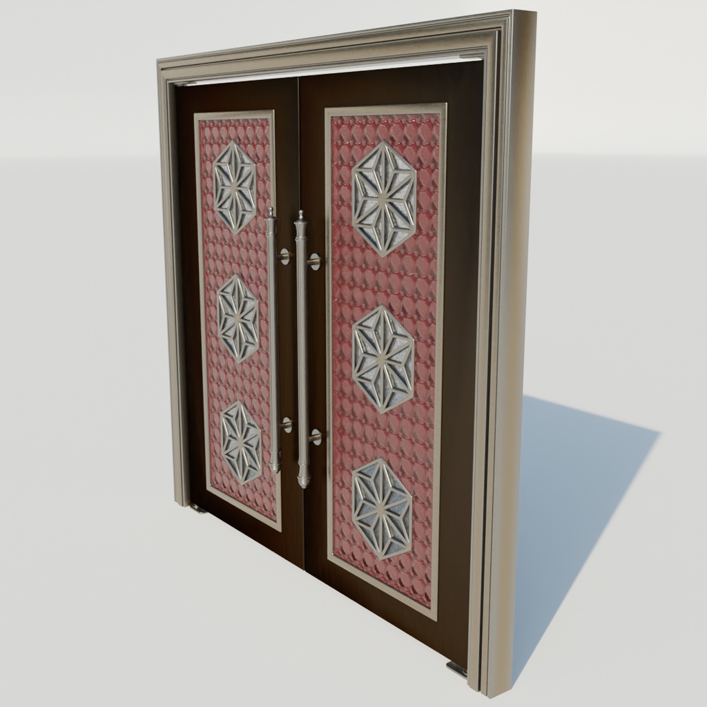 【Blender】 豪華な両開きのフロントドア Luxurious double-hinged front doors