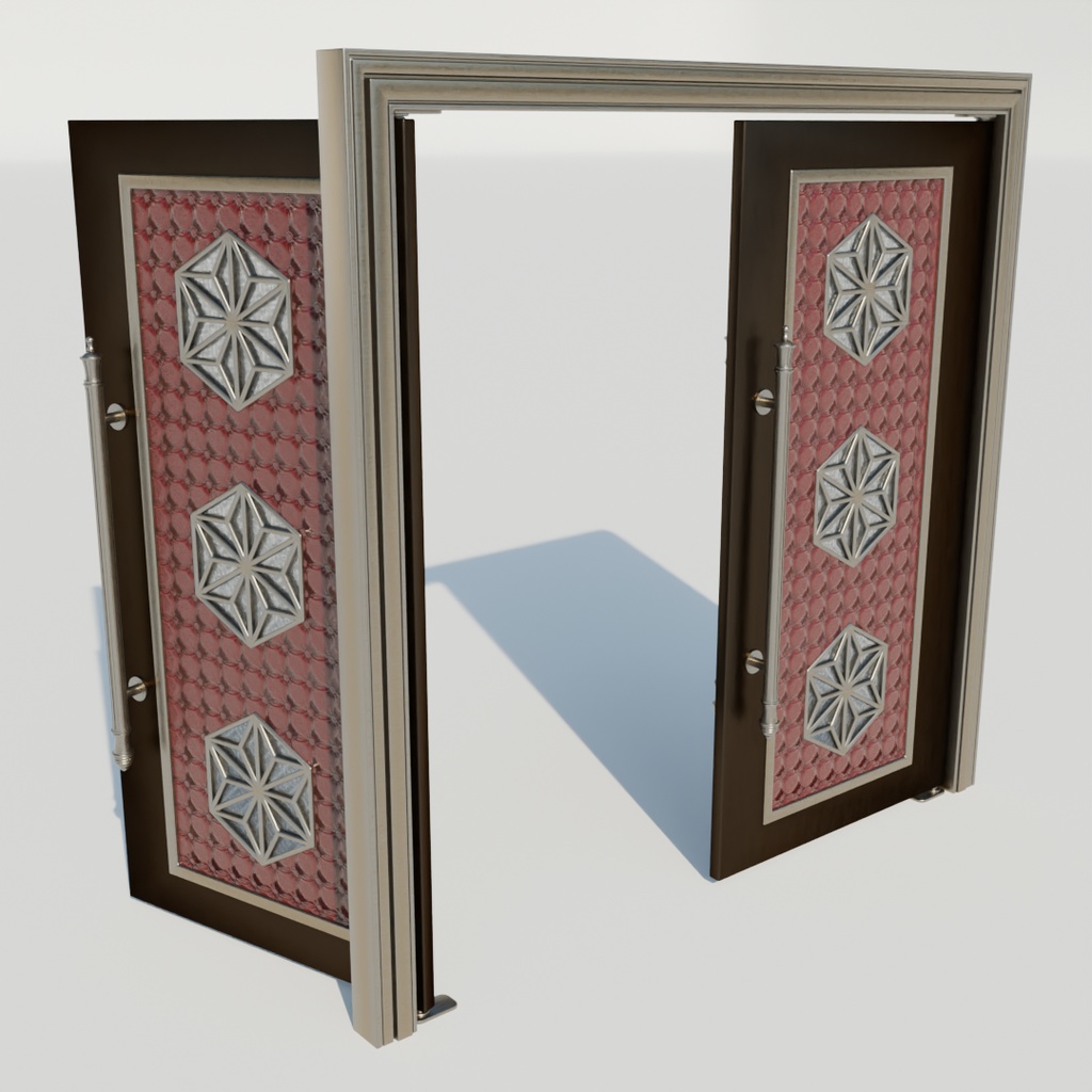 【Blender】 豪華な両開きのフロントドア Luxurious double-hinged front doors