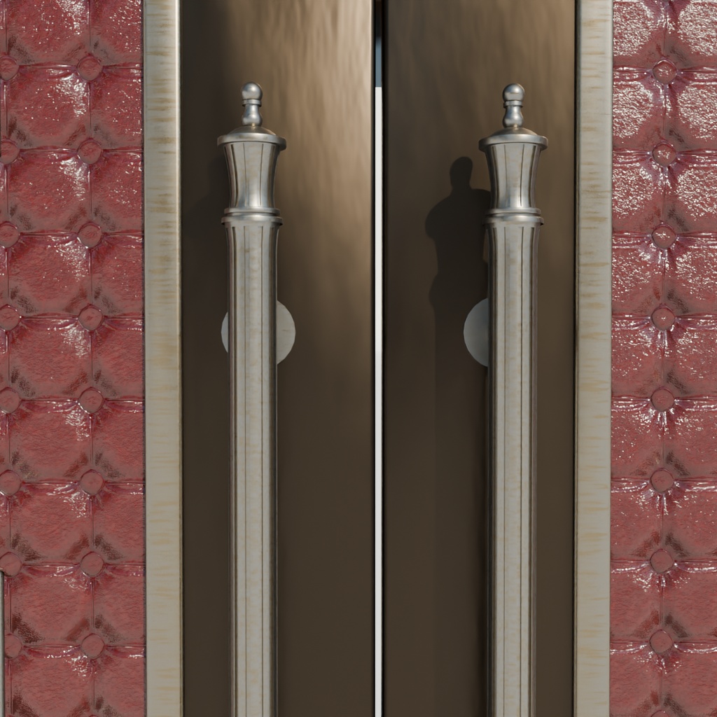 【Blender】 豪華な両開きのフロントドア Luxurious double-hinged front doors