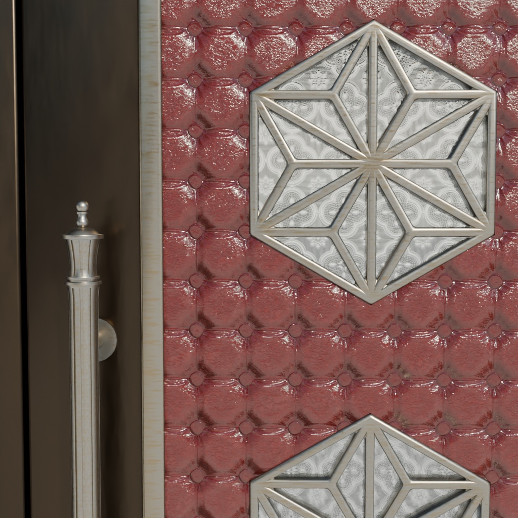 【Blender】 豪華な両開きのフロントドア Luxurious double-hinged front doors