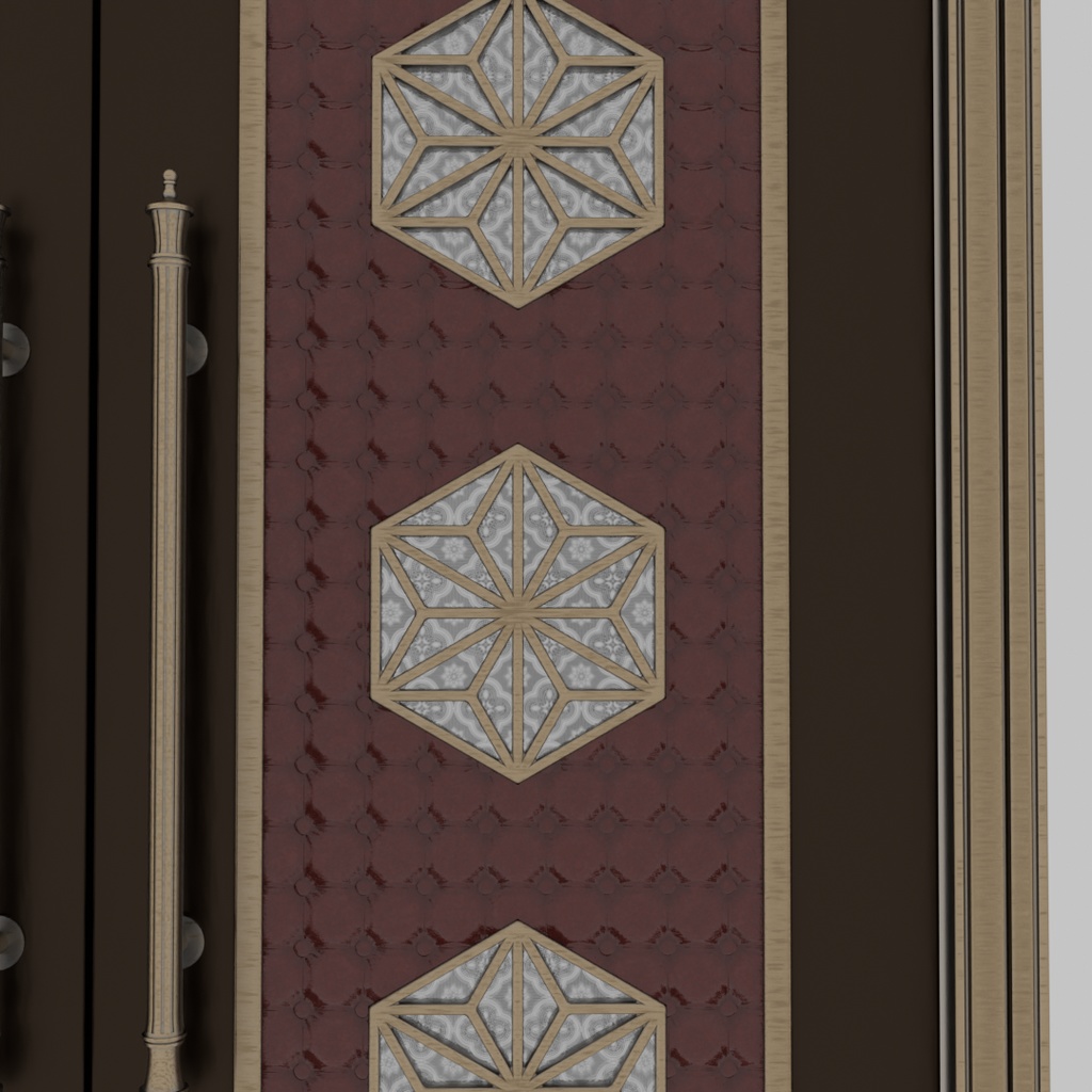 【Blender】 豪華な両開きのフロントドア Luxurious double-hinged front doors