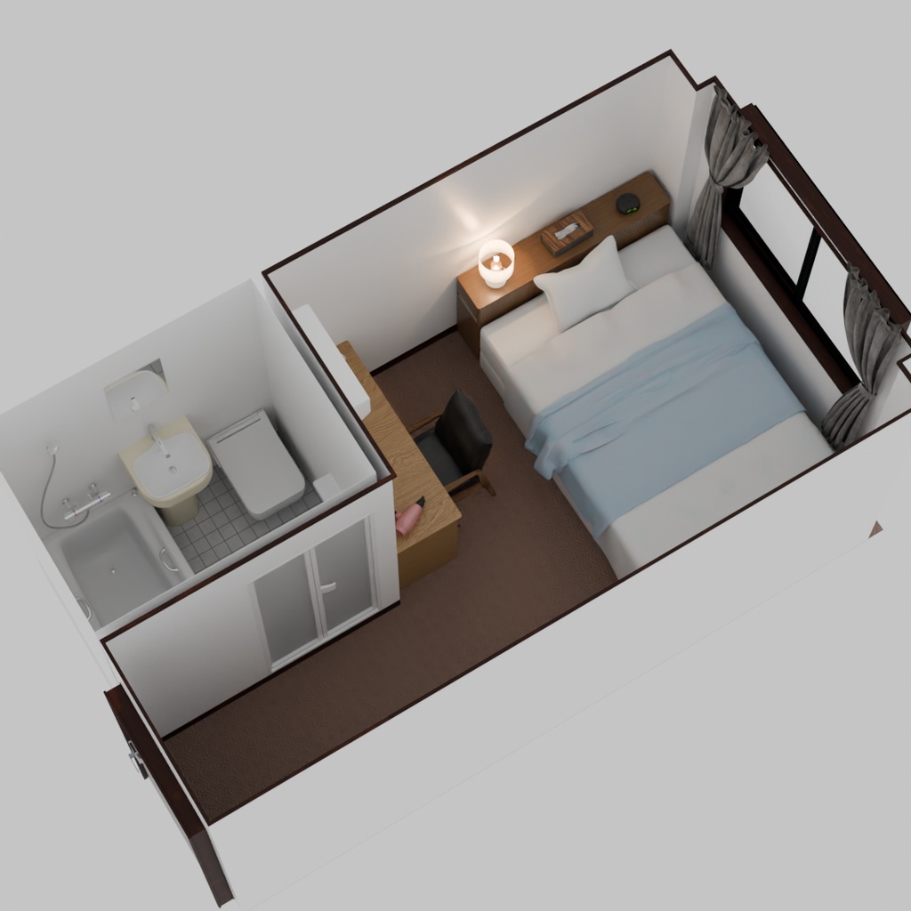 【Blender】 ビジネスホテルの部屋 Business hotel room