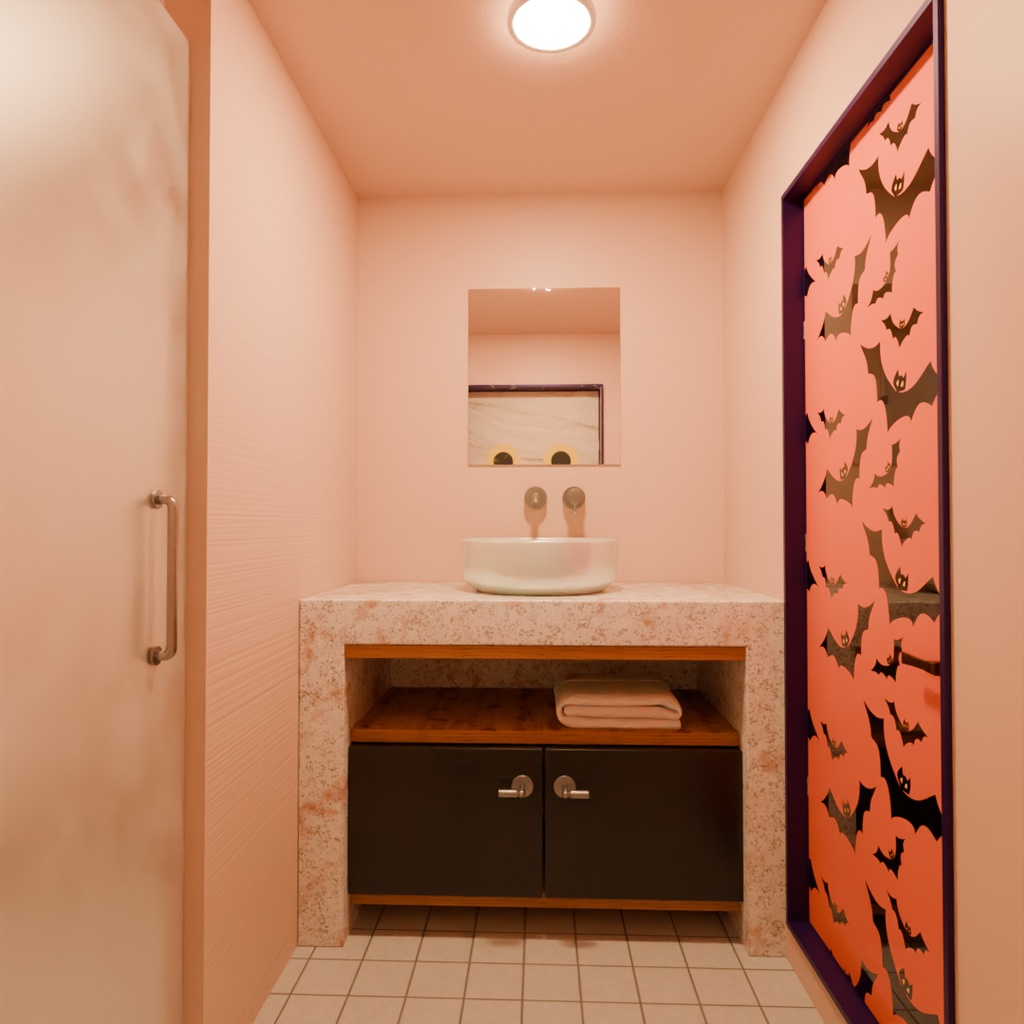 【Blender】 ハロウィンコンセプトのホテルルーム Halloween-themed hotel room
