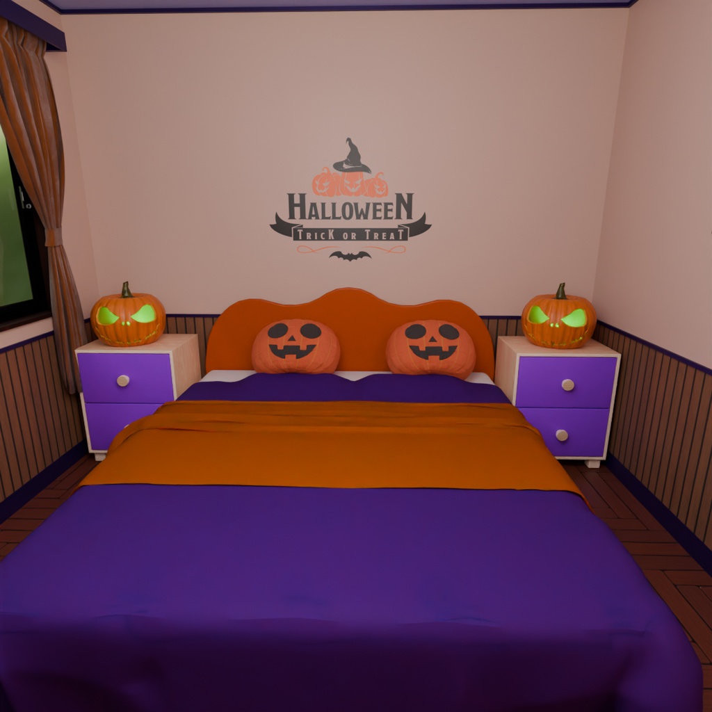 【Blender】 ハロウィンコンセプトのホテルルーム Halloween-themed hotel room