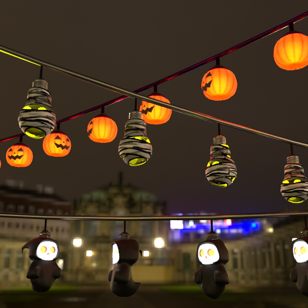 【Blender】 ハロウィンのイルミネーションライト Halloween Illumination Lights