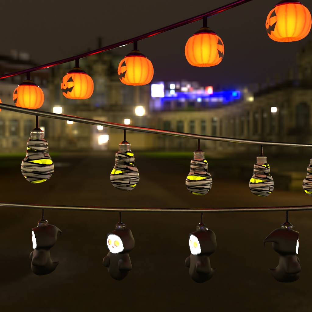 【Blender】 ハロウィンのイルミネーションライト Halloween Illumination Lights