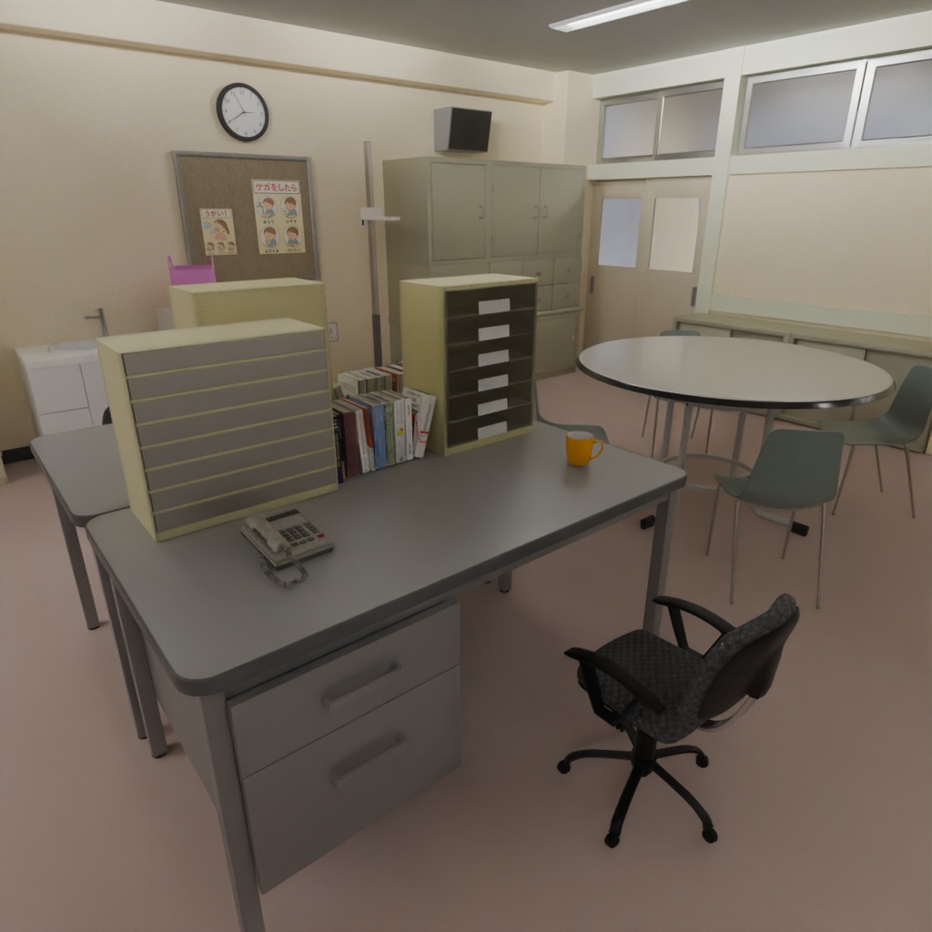 【Blender】 日本の学校の保健室 Japanese School Health Room