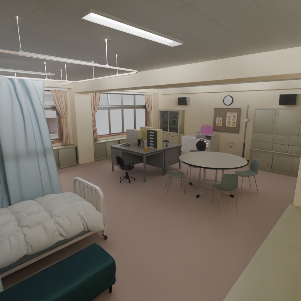 【Blender】 日本の学校の保健室 Japanese School Health Room