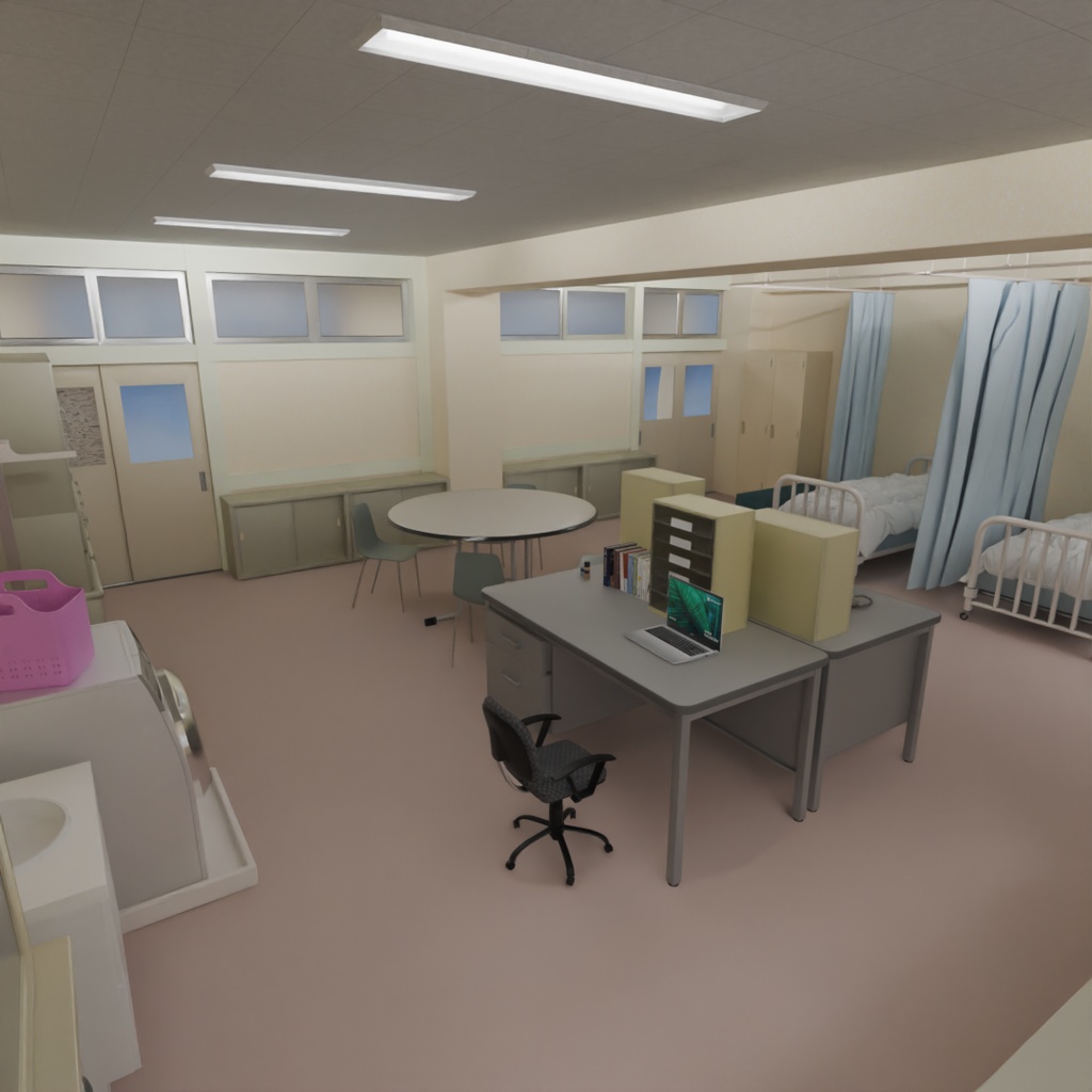 【Blender】 日本の学校の保健室 Japanese School Health Room