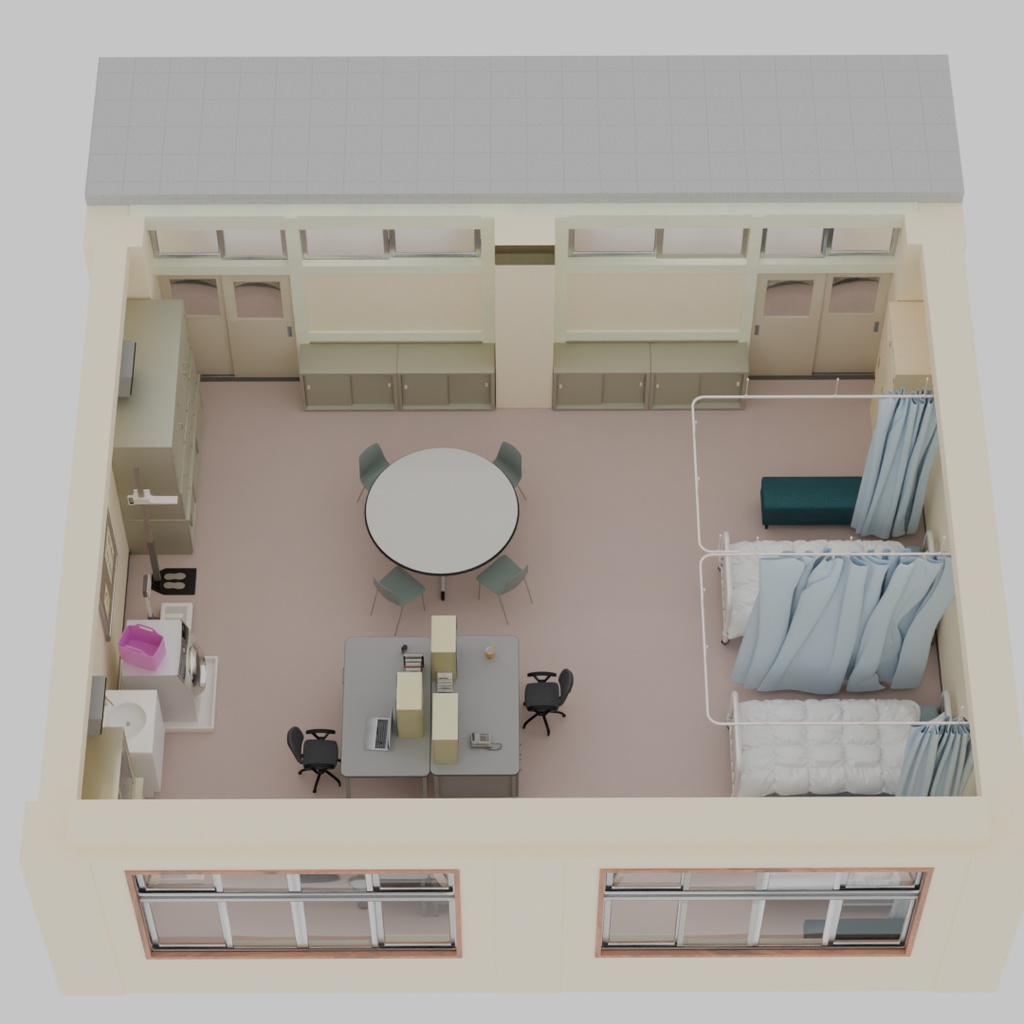 【Blender】 日本の学校の保健室 Japanese School Health Room
