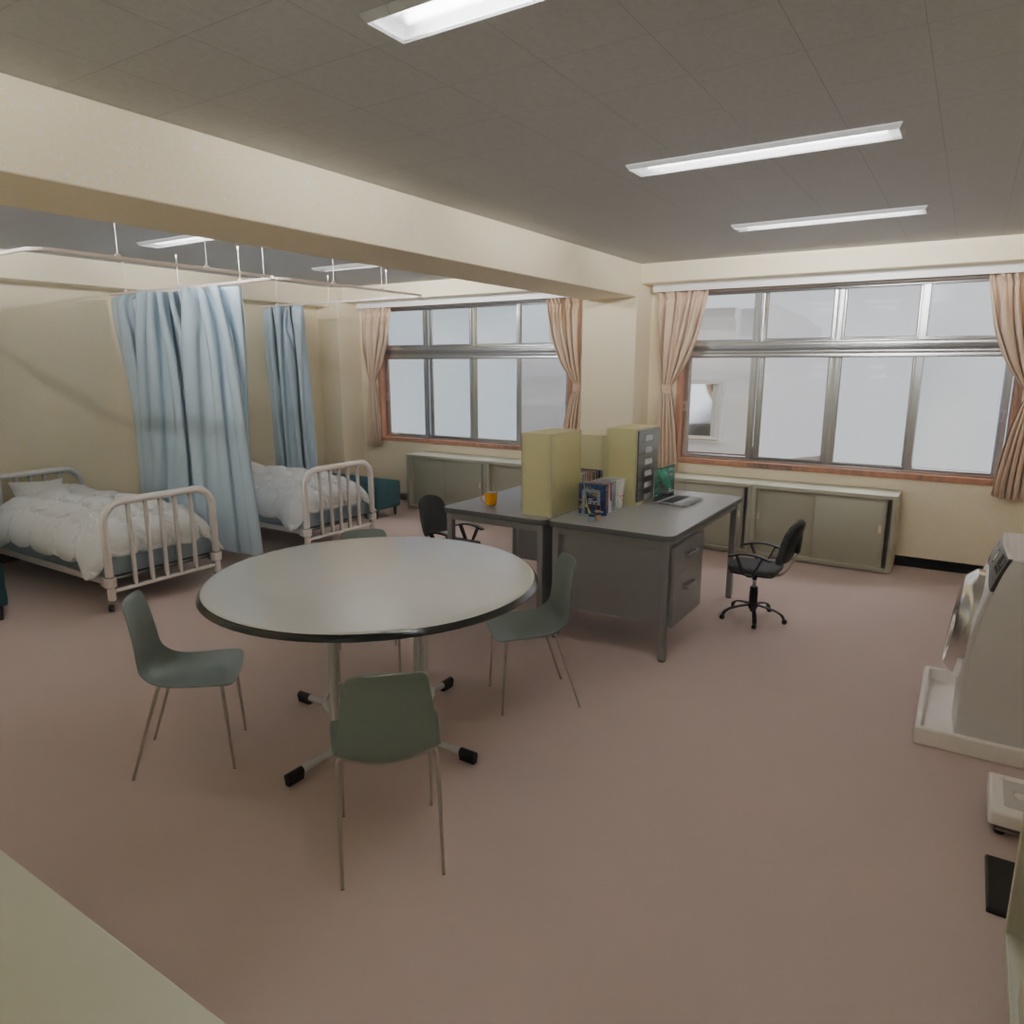 【Blender】 日本の学校の保健室 Japanese School Health Room