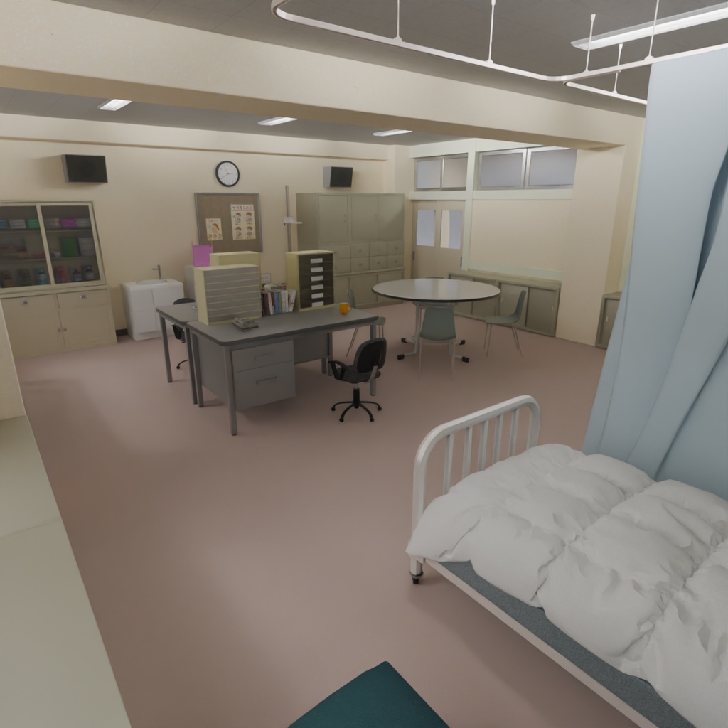 【Blender】 日本の学校の保健室 Japanese School Health Room