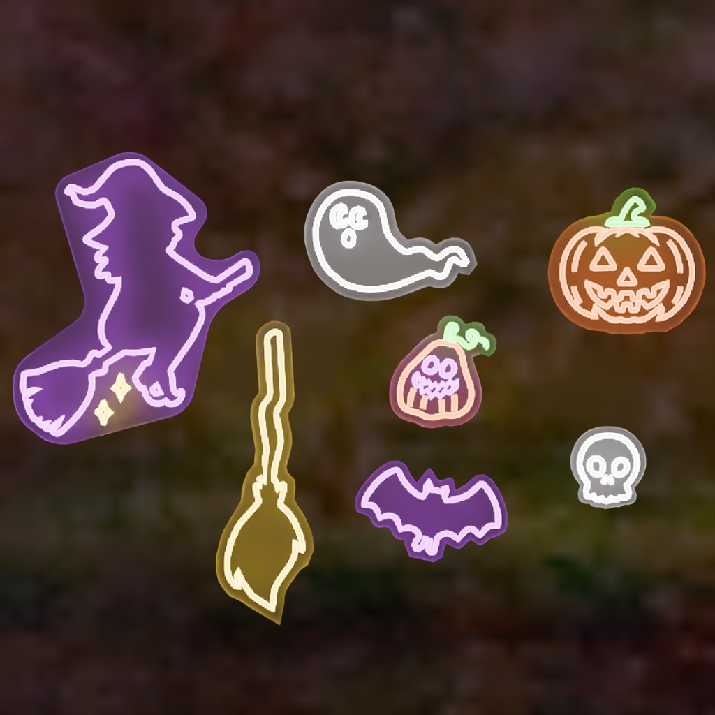【Blender】 ハロウィンのネオンライト Halloween Neon Lights