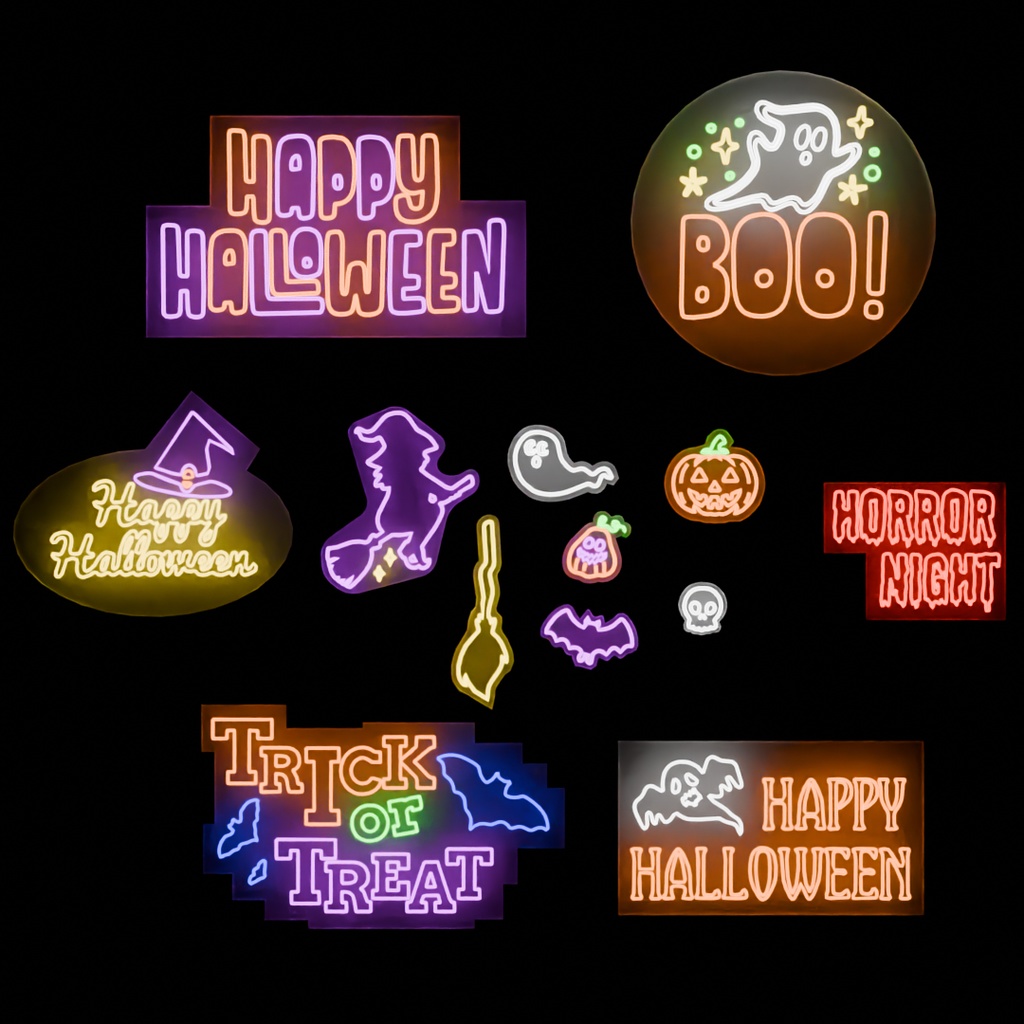 【Blender】 ハロウィンのネオンライト Halloween Neon Lights
