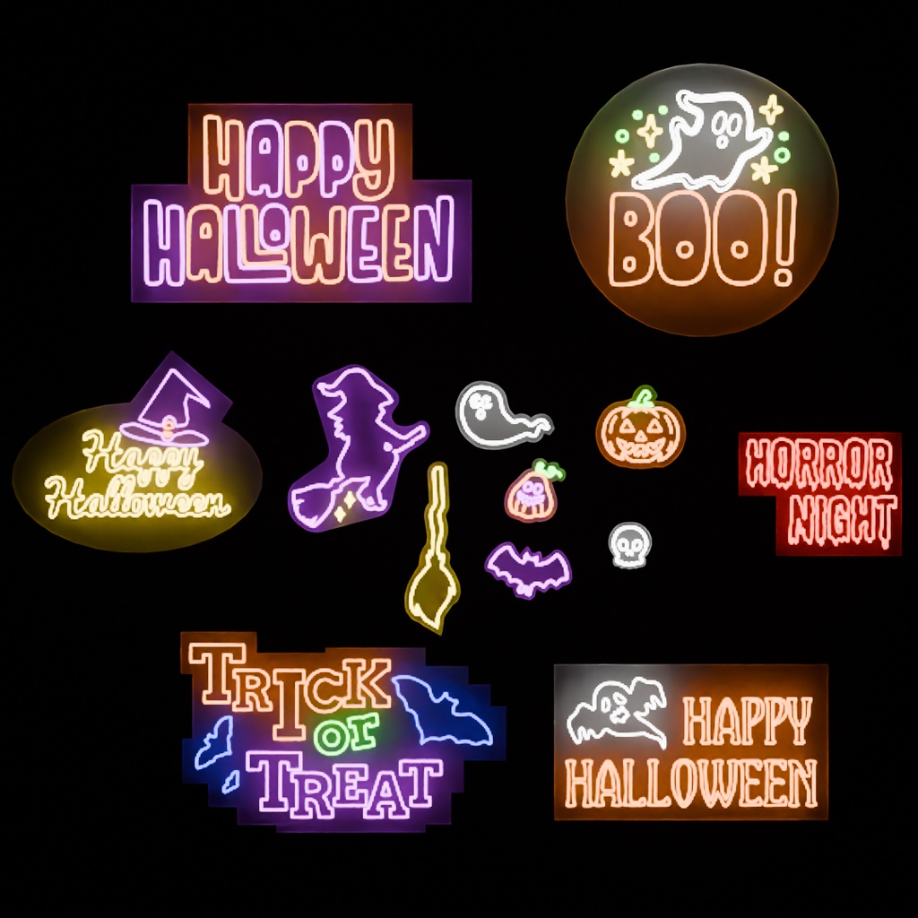 【Blender】 ハロウィンのネオンライト Halloween Neon Lights