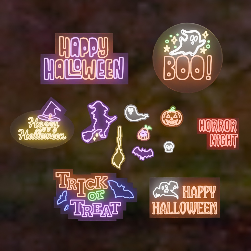 【Blender】 ハロウィンのネオンライト Halloween Neon Lights