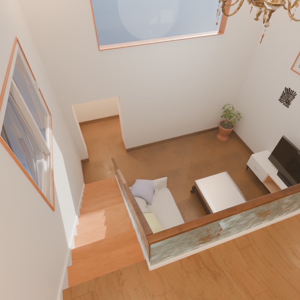 【Blender】 ロフトベッドのある部屋 A room with a loft living area