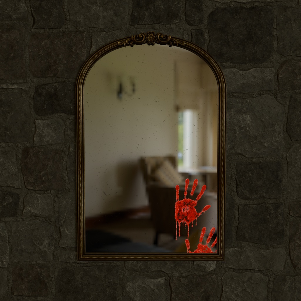【Blender】 血の手形がついた鏡 The Mirror with Bloodstained Handprints