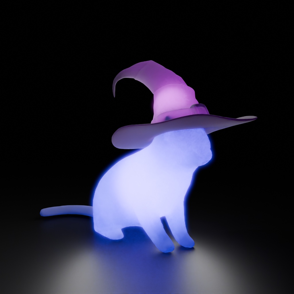 【Blender】 魔女帽子をかぶった猫の間接照明 Indirect lighting for a cat wearing a witch's hat